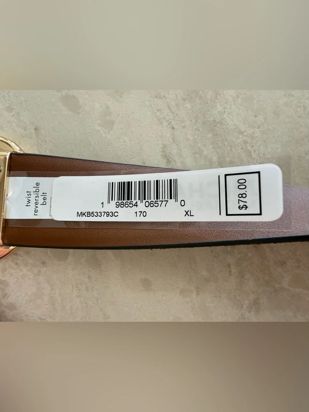 Michael Kors Women's Belt Vanilla Luggage Gold Oval Buckle XL